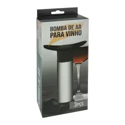 Bomba de ar para vinho com 02 rolhas de borracha Onyx