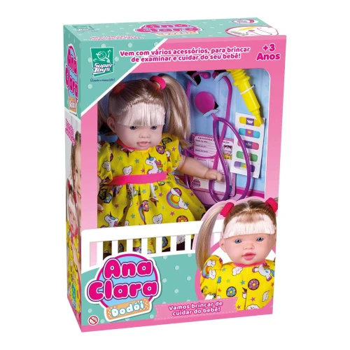 Boneca Ana Clara dodói e acessórios Super Toys