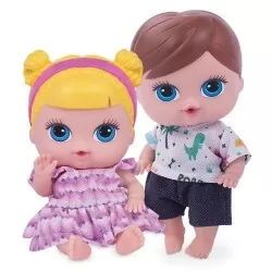 Boneca Babys mini gêmeos menina e menino Super Toys