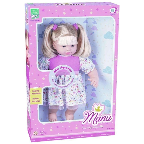 Boneca Manu frases com cabelo 58cm Super Toys