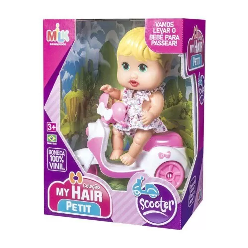 Boneca My hair Petit com scooter Milk