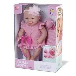 Boneca bebê dengo com chupeta e naninha New Born Diver Toys