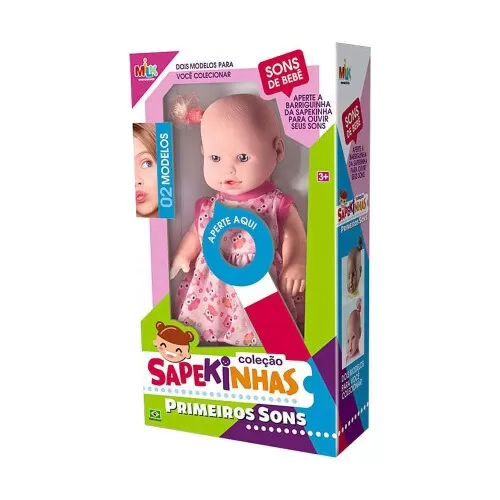 Boneca bebê sapekinhas com som 42cm Milk