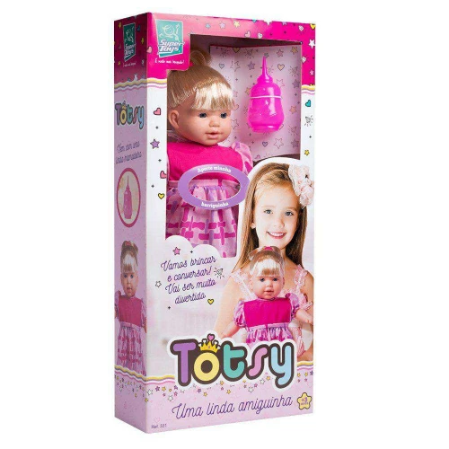 Boneca totsy com chupeta e cabelo com 113 frases Super Toys