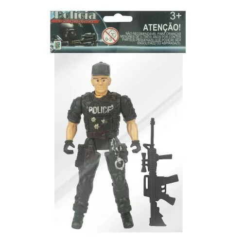 Boneco plástico policial 15cm