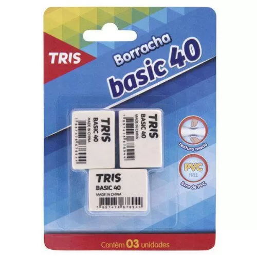 Borracha branca basic 40 com 03 unidades blister Tris