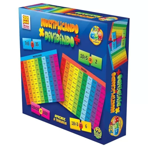 Brinquedo didático multiplicando e dividindo 200 peças Ggbplast