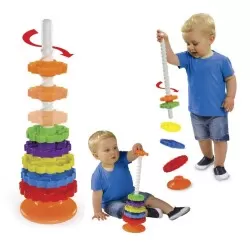 Brinquedo didático torre giro mágico com 8 peças Dismat