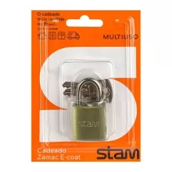 Cadeado 40mm zamac latonado encartelado Stam