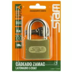 Cadeado 45mm zamac latonado encartelado Stam