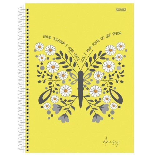 Caderno capa dura 10x1 160 folhas feminino Daisy São Domingos