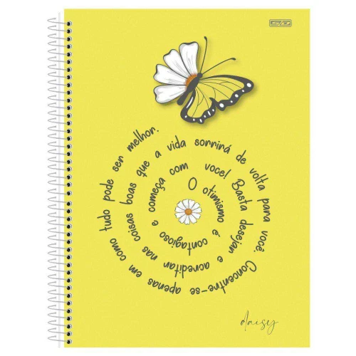 Caderno capa dura 10x1 160 folhas feminino Daisy São Domingos