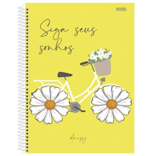 Caderno capa dura 10x1 160 folhas feminino Daisy São Domingos