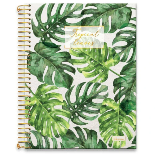 Caderno capa dura 10x1 160 folhas tropical feminino 177mmx240mm Cadersil