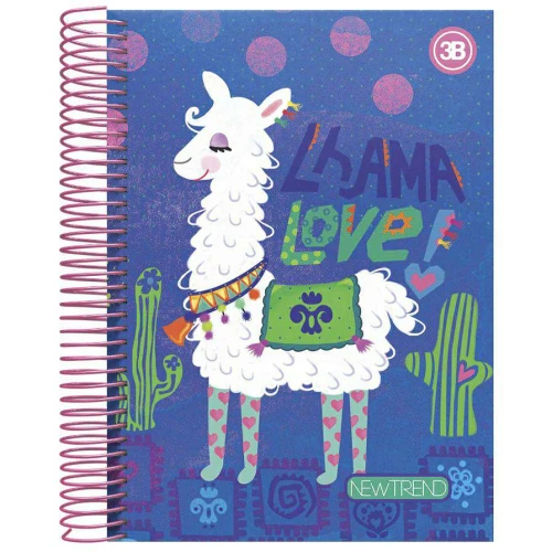 Caderno capa dura 10x1 200 folhas New Trand Lhama 3B