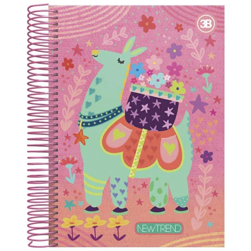 Caderno capa dura 10x1 200 folhas New Trand Lhama 3B