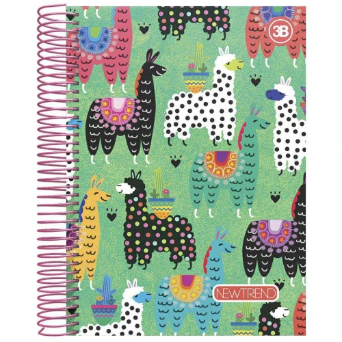 Caderno capa dura 10x1 200 folhas New Trand Lhama 3B