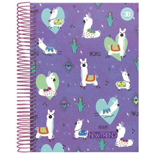 Caderno capa dura 10x1 200 folhas New Trand Lhama 3B