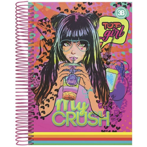 Caderno capa dura 10x1 200 folhas Top Girl 3B