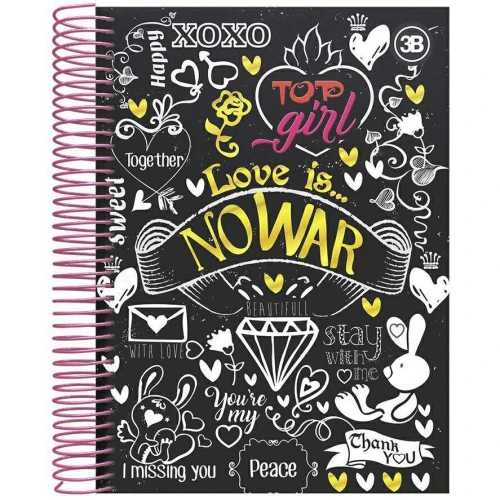 Caderno capa dura 10x1 200 folhas Top Girl 3B