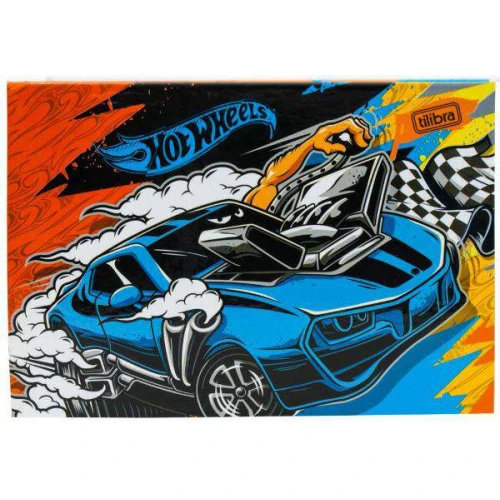 Caderno de desenho pequeno capa dura 40 folhas hot wheels Tilibra