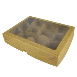 Caixa papel kraft para 12 trufas 17,3x13x3cm com 10 unidades