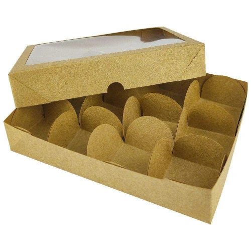 Caixa papel kraft para 12 trufas 17,3x13x3cm com 10 unidades