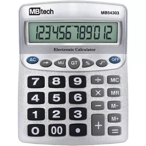 Calculadora grande 12 dígitos eletrônica MBtech