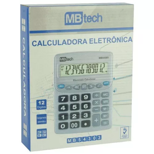 Calculadora grande 12 dígitos eletrônica MBtech