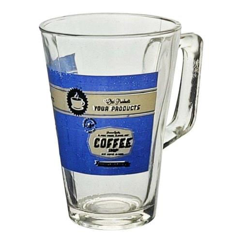 Caneca de vidro transparente 250ml coffee com 03 unidades Fratelli