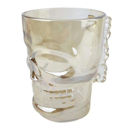 Caneca de vidro caveira 520ml dourada dolce home