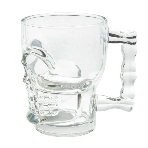 Caneca de vidro caveira 520ml transparente dolce home