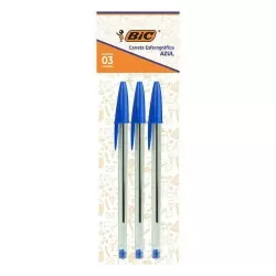 Caneta eferográfica cristal 1,0mm blister com 03 unidades azul Bic