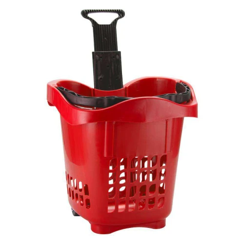 Carrinho de compras plástico multiuso 40x42cm 30 litros vermelho Plasnew