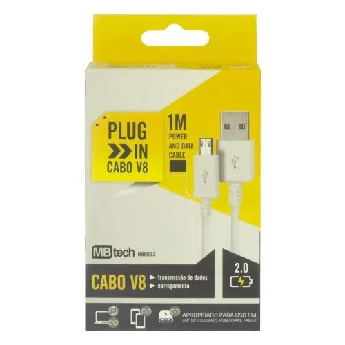 Cabo usb para celular V8 01 metro 2.0A GB51082 Mbtech