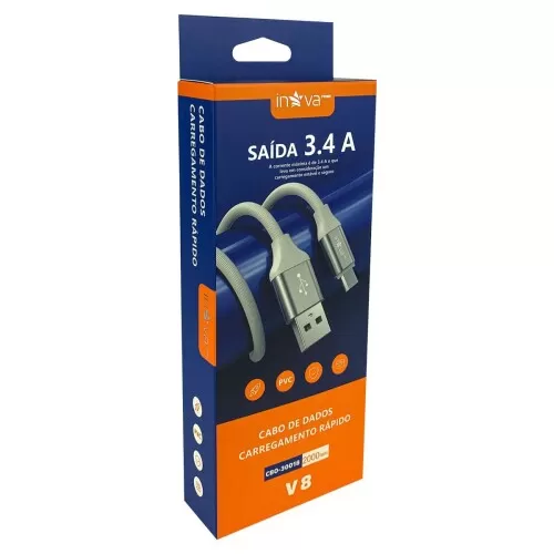 Cabo usb para celular V8 2,0mt rápido 3.4A