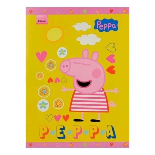 Caderno brochurão capa cartão 80 folhas Peppa Foroni