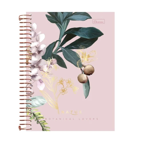 Caderno capa dura 10x1 com 160 folhas feminino Natus Flores Cadersil