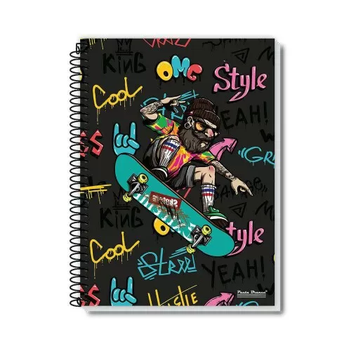 Caderno capa dura 10x1 200 folhas Rox masculino Pauta Branca