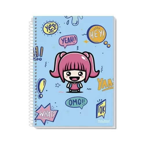 Caderno capa dura 01x1 96 folhas Uau feminino Pauta Branca