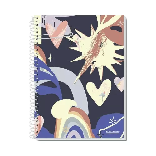 Caderno capa dura espiral pequeno 96 folhas Uau feminino Pauta Branca