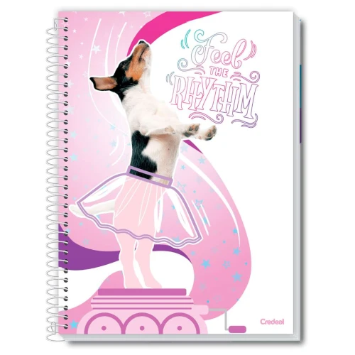 Caderno capa dura 10 matérias 160 folhas Mimo Pet Credeal