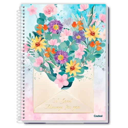 Caderno capa dura 01 matéria 80 folhas feminino Pétalas Credeal