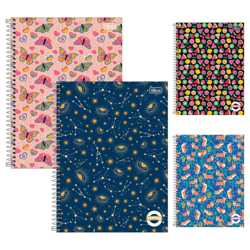 Caderno capa dura 10x1 160 folhas Pepper feminino Tilibra