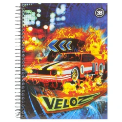 Caderno capa dura 10x1 160 folhas Veloz masculino 3B