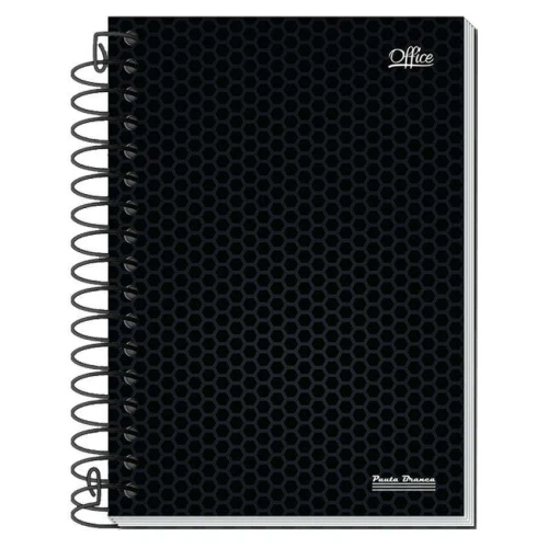 Caderno capa dura 10x1 160 folhas preto office Pauta Branca