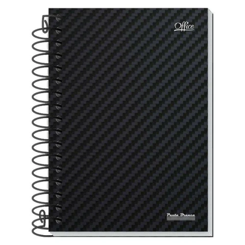 Caderno capa dura 10x1 160 folhas preto office Pauta Branca