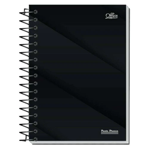 Caderno capa dura 01x1 80 folhas preto office Pauta Branca