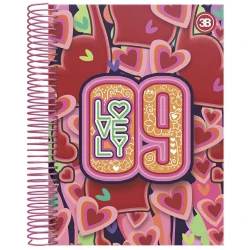 Caderno capa dura 10x1 200 folhas Lovely 3B