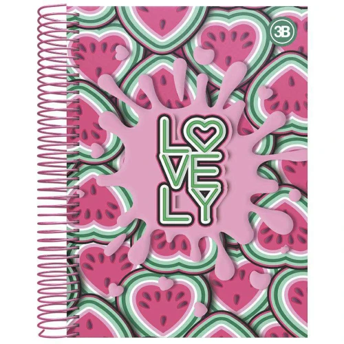 Caderno capa dura 10x1 200 folhas Lovely 3B